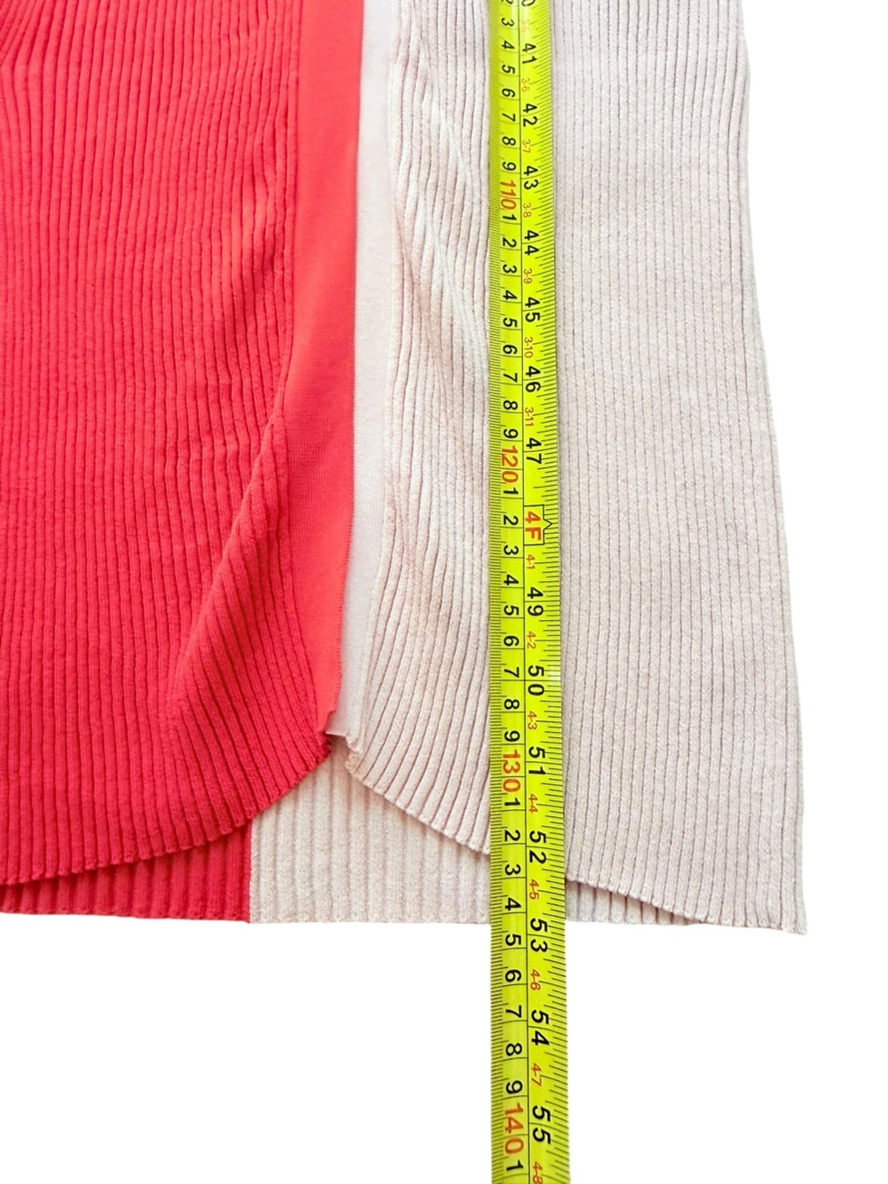 STAUD Shoko Colorblock Rib Knit Maxi Dress Coral Orange Pink Button Front Size M - Picture 7 of 11